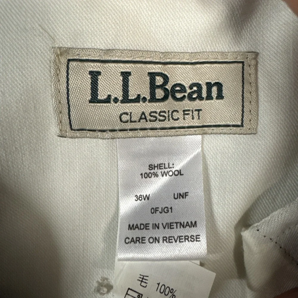 LL Bean Pants Mens 36x30 Charcoal Gray Classic Fit Flat Front 100% Wool Dress